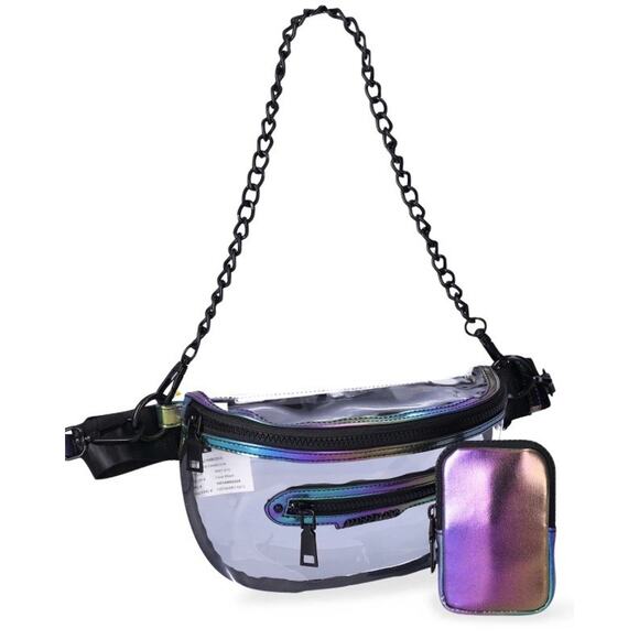Steve Madden Handbags - Steve Madden NYC Clear with iridescent trim Convertible FannyPack/ Crossbody